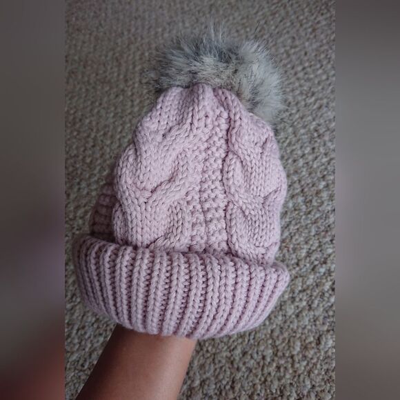 Express light pink Knit Pom Pom Beanie - Picture 4 of 8